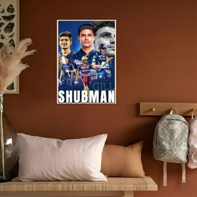Acrylic Cricketers Player Photo Frame For India Cricket Sports Studio Cafe Wall Frame with 3D Text Gift For Cricket Player, Fans & Achievers Wall Art Decor For Bedroom, Office & Gaming Setup (Shubman Gill)